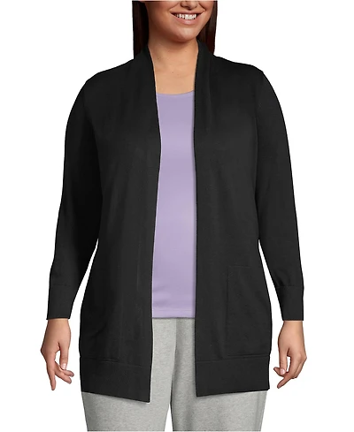 Lands' End Plus Long Sleeve Open Cardigan Sweater