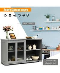 Storage Cabinet Sideboard Buffet Cupboard Glass Sliding Door