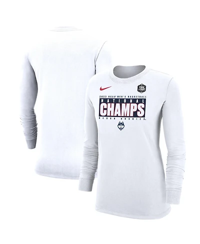 Women's Nike White UConn Huskies 2023 Ncaa Men's Basketball National Champions Pebble Long Sleeve T-shirt