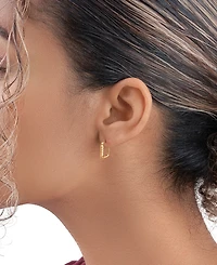 Sterling Forever Sterling Polished Rectangular Carabiner Stud Hoop Earrings