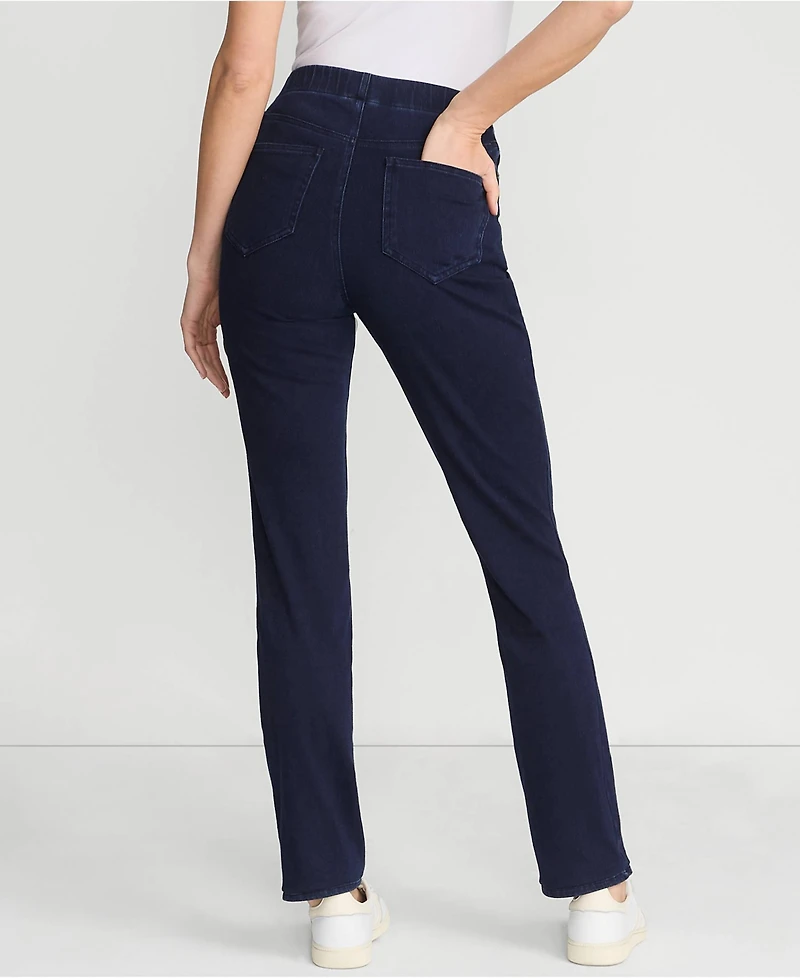 Lands' End Women's Starfish High Rise Knit Denim Straight Jeans
