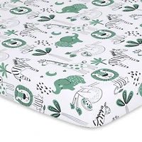 The Peanutshell Pack n Play, Mini Crib, Portable Crib or Fitted Playard Sheets for Baby Boy or Girl, 3 Pack Set, Green Safari
