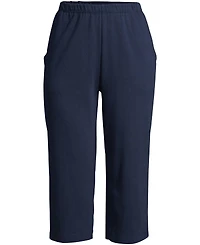 Lands' End Plus Sport Knit High Rise Elastic Waist Capri Pants