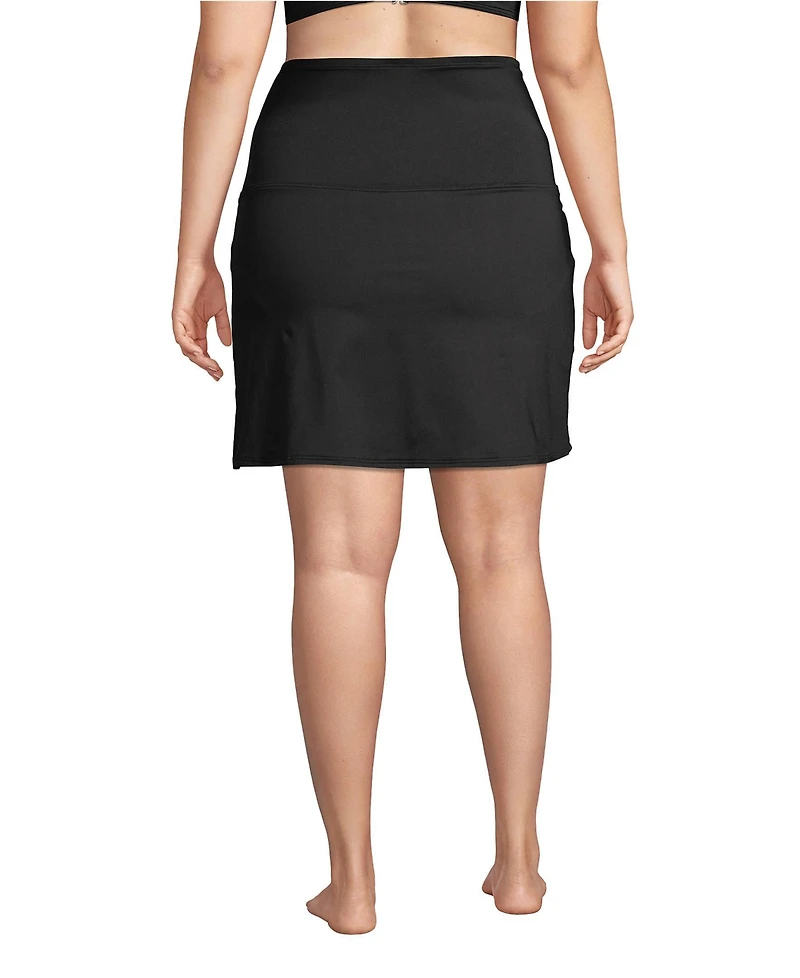 Lands' End Women's Plus Tummy Control Ultra High Waisted Modest Swim Skirt Bottoms