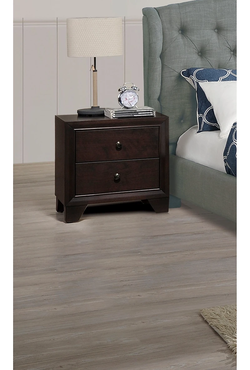 Streamdale Modern Bedroom Nightstand Brown Drawers Bedside Table Rubberwood