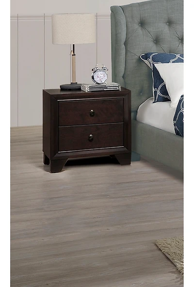 Streamdale Modern Bedroom Nightstand Brown Drawers Bedside Table Rubberwood