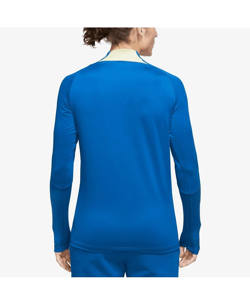 Men's Nike Blue Club America Strike Drill Performance Raglan Quarter-Zip Long Sleeve Top