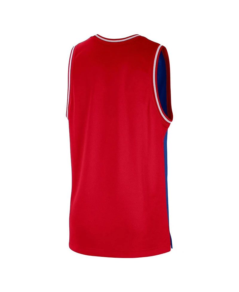 Men's Nike Royal, Red Philadelphia 76ers Courtside Versus Force Split Dna Performance Mesh Tank Top