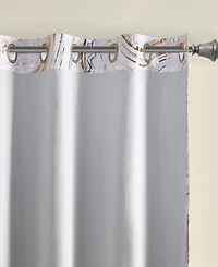 Intelligent Design Rebecca Grommet Top Printed Marble Metallic Total Blackout 1-Piece Curtain Panel, 50" x 63"