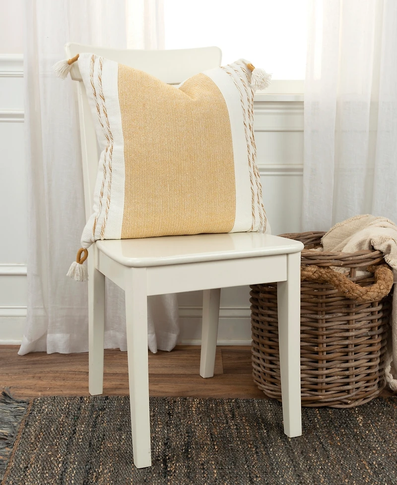 Rizzy Home Modern Stripe Tassal Decorative Pillow, 20" X