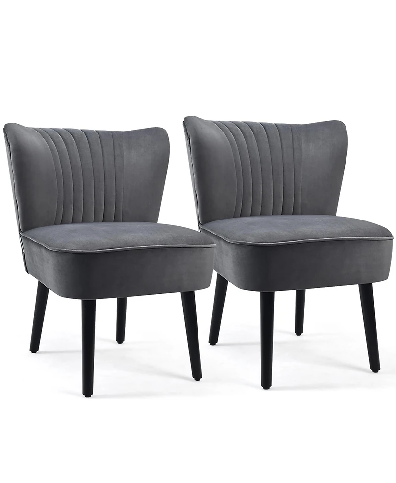 Costway Set of 2 Armless Accent Chair Upholstered Leisure Chair Single Sofa