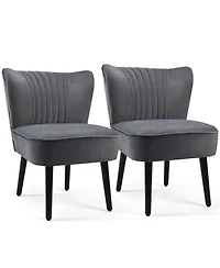 Costway Set of 2 Armless Accent Chair Upholstered Leisure Chair Single Sofa