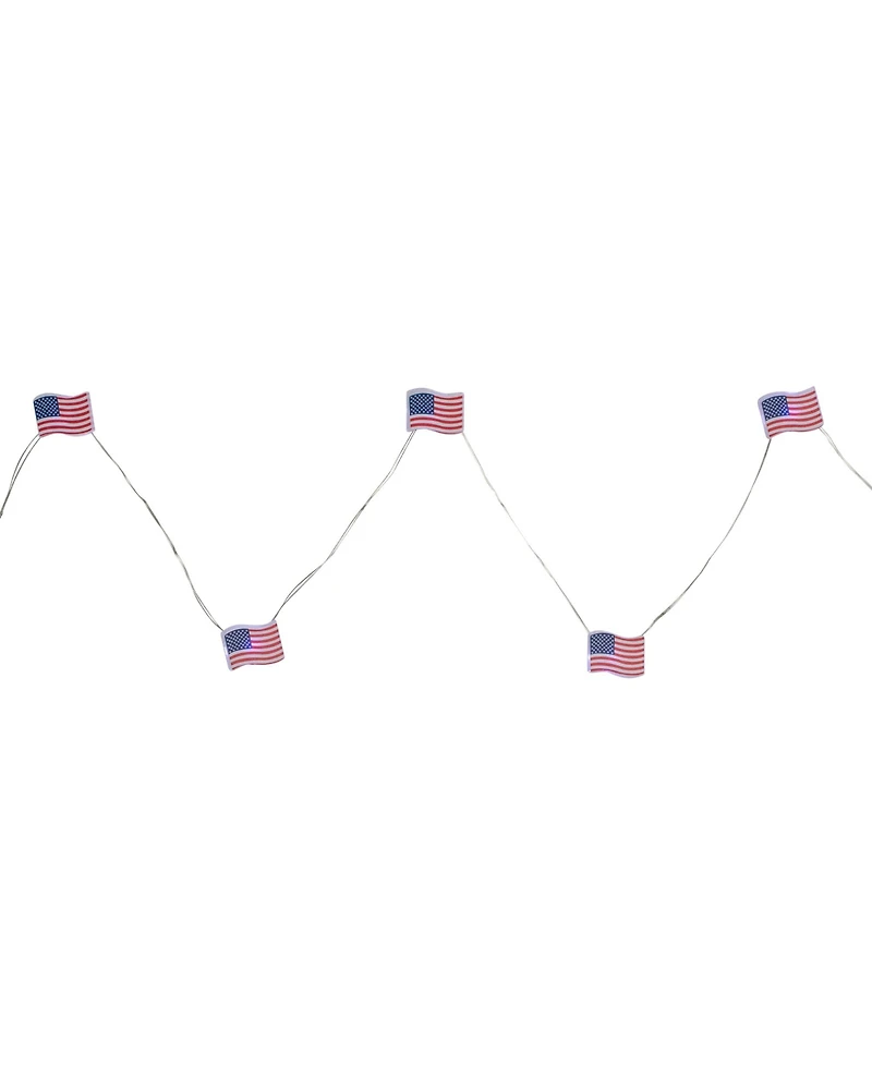 20-Count Patriotic Americana Usa Flag Led Fairy Lights 6.25' Copper Wire