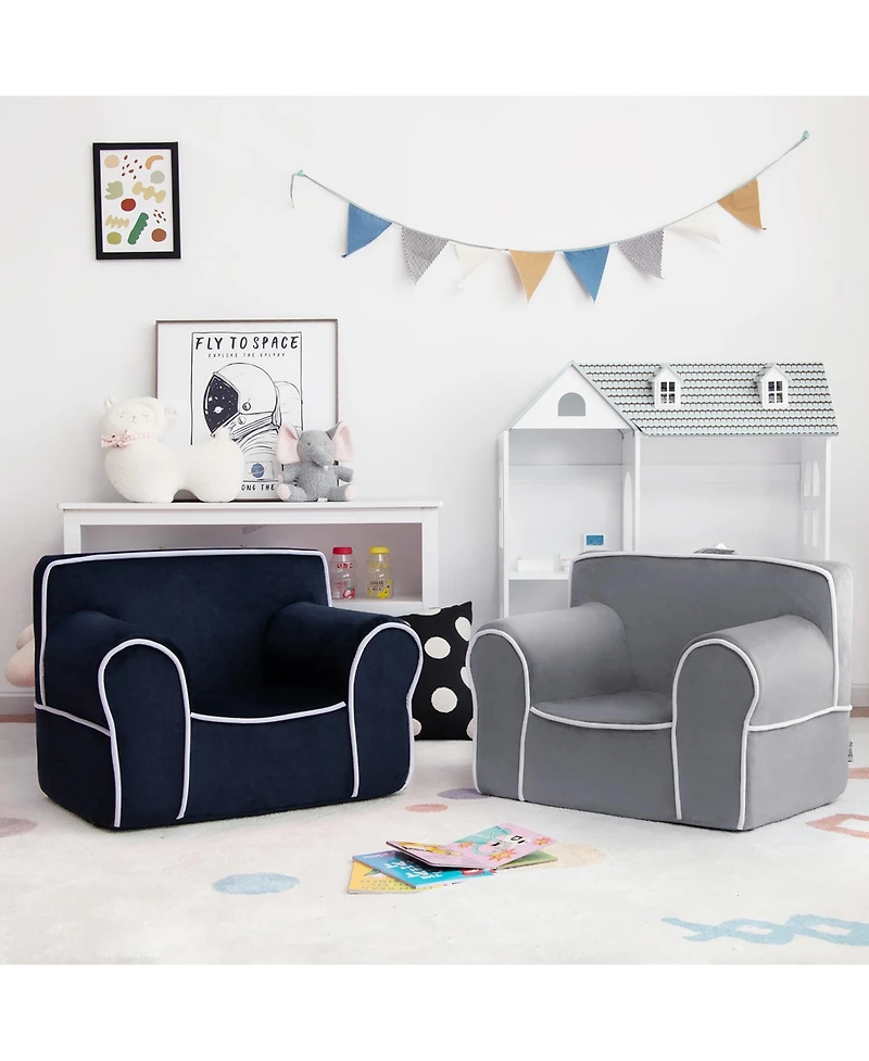 Costway Kids Sofa Toddler Foam Filled Armchair Velvet Fabric Baby