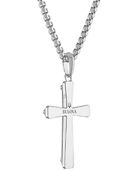 Bulova Men's Icon Damascus Steel Pendant Necklace in Sterling Silver, 24" + 2" extender