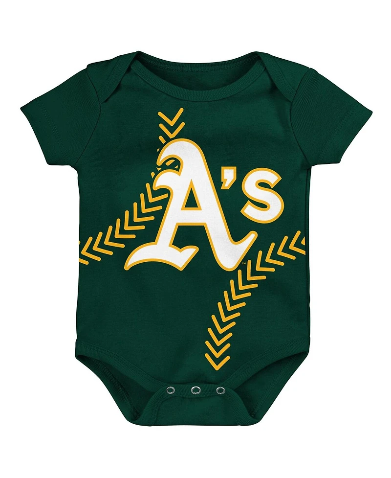Newborn and Infant Boys Girls Green Oakland Athletics Running Home Bodysuit