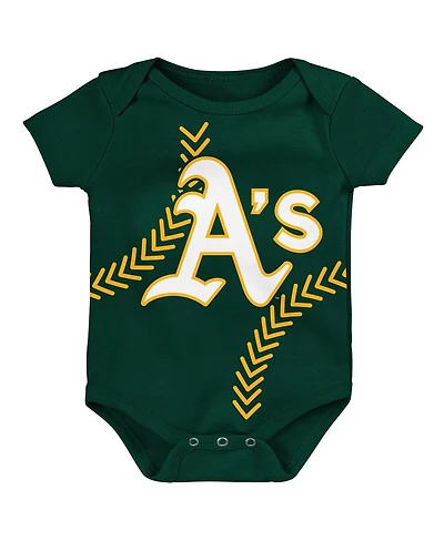 Newborn and Infant Boys Girls Green Oakland Athletics Running Home Bodysuit