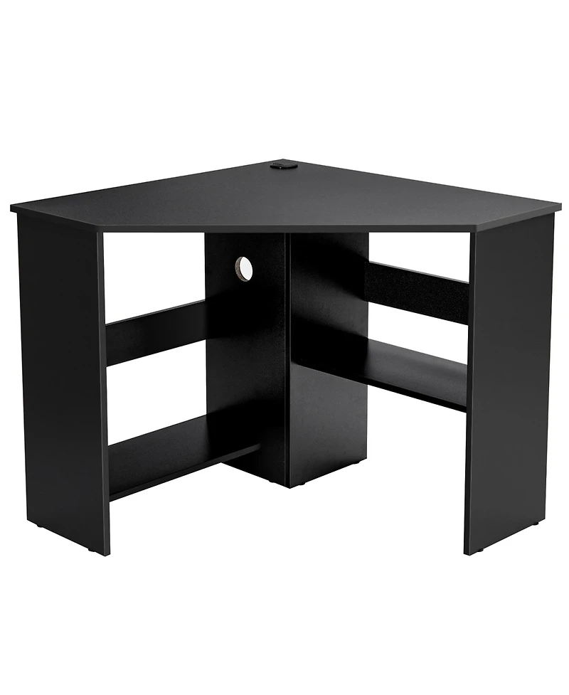 Costway Corner Computer Desk Triangle Writing Workstation w/ Storage Shelf
