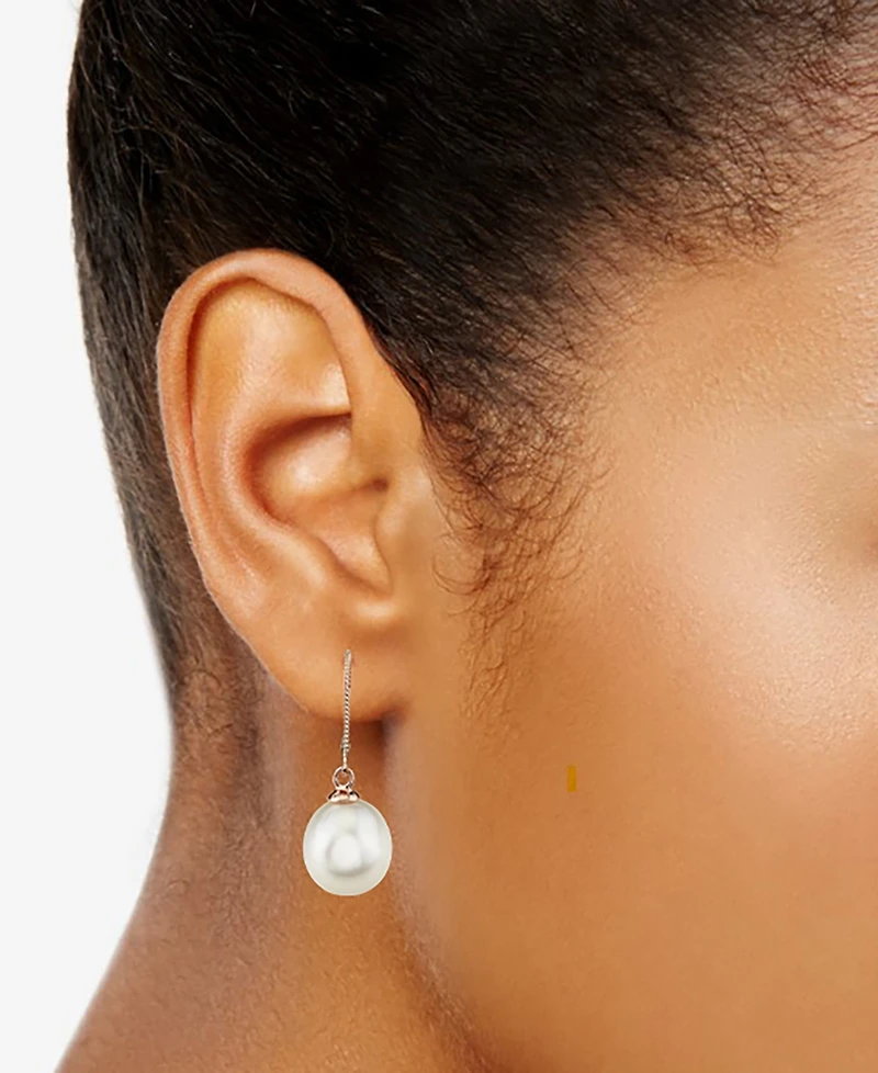 Cultured Freshwater Pearl (11mm) Leverback Drop Earrings in 14k Rose Gold