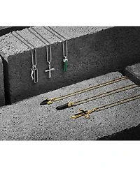 Bulova Men's Icon Black Agate Cross Pendant Necklace in 14k Gold-Plated Sterling Silver, 24" + 2" extender