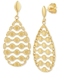 Italian Gold Openwork Teardrop Drop Earrings in 10k Gold