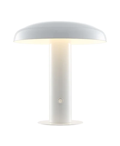 Suillius 11" Contemporary Bohemian Rechargeable, Cordless Iron Integrated Led Mushroom Table Lamp