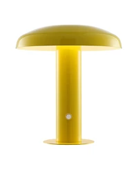 Suillius 11" Contemporary Bohemian Rechargeable, Cordless Iron Integrated Led Mushroom Table Lamp