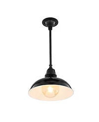Jasper 12.25" 1-Light Farmhouse Industrial Indoor, Outdoor Iron Led Pendant