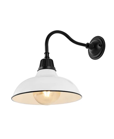 Aurora 12.25" 1-Light Farmhouse Industrial Indoor, Outdoor Iron Led Gooseneck Arm Sconce