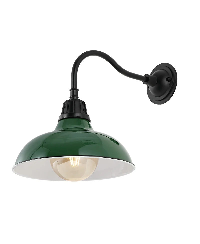 Aurora 12.25" 1-Light Farmhouse Industrial Indoor, Outdoor Iron Led Gooseneck Arm Sconce