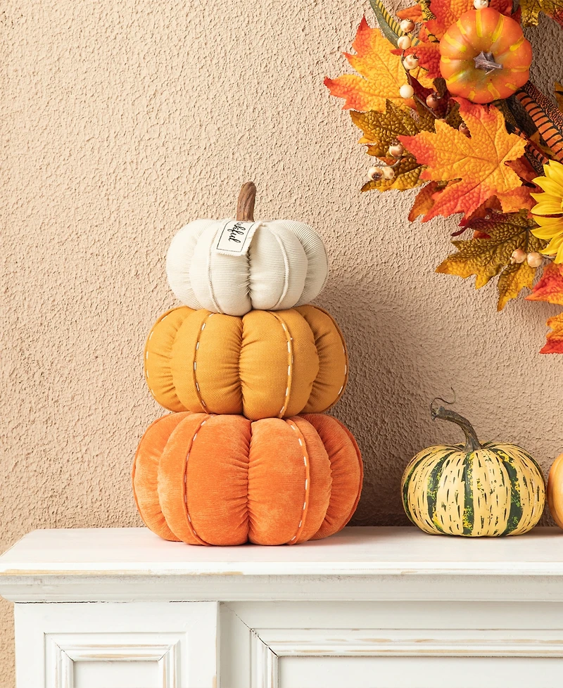 Glitzhome 13" H Fall Stacked Fabric Pumpkin