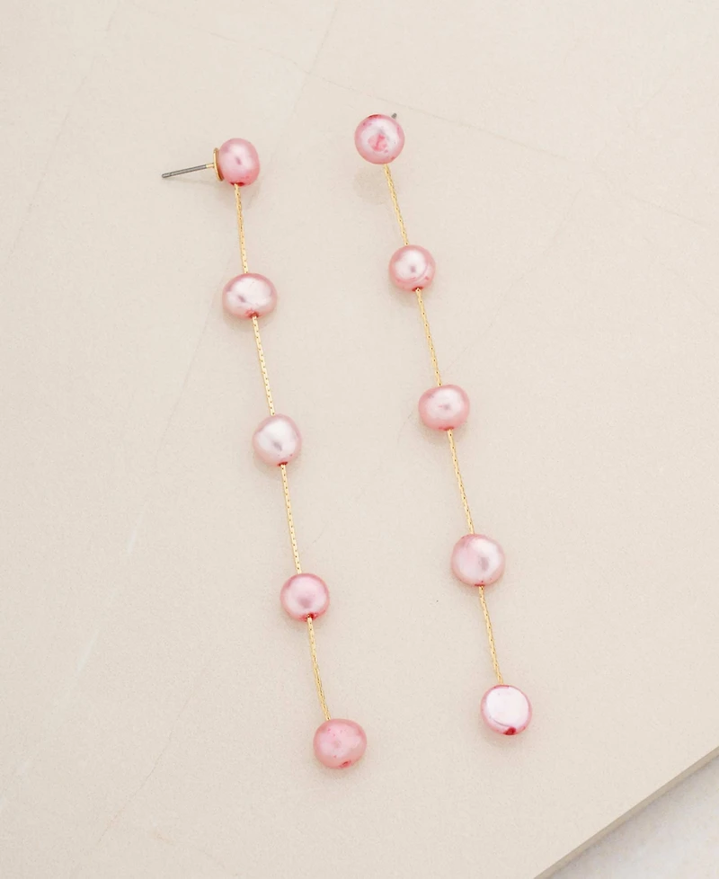 Ettika 18K Gold Plated Brass Dripping Freshwater Pearl Earrings