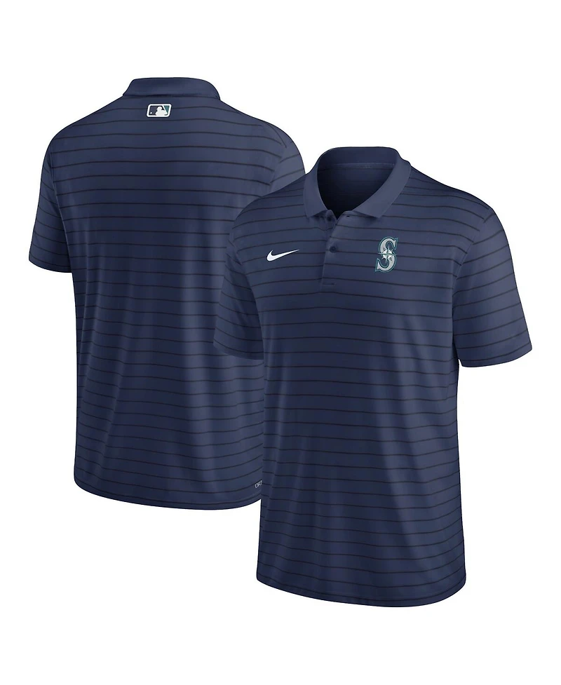 Men's Nike Navy Seattle Mariners Authentic Collection Victory Striped Performance Polo Shirt