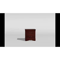 Simplie Fun 1 Piece Nightstand Cherry Finish Louis Philippe Solid Wood English Dovetail Construction Nickel