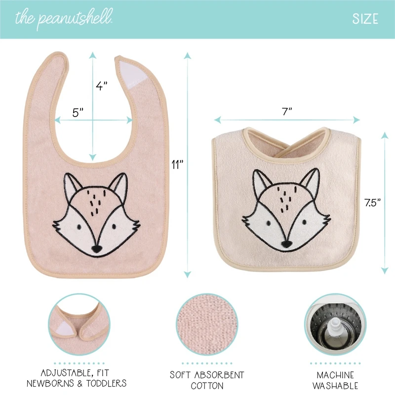 The Peanutshell Baby Girls Unisex Terry Bibs, 18 Pack for Feeding, Teething, or Drooling, Neutrals and Holiday Theme