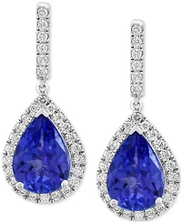 Effy Tanzanite (3-1/2 ct. t.w.) & Diamond (3/8 ct. t.w.) Pear Drop Earrings in 14k White Gold