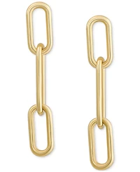 Oval Triple Link Chain Drop Earrings in 10k Gold