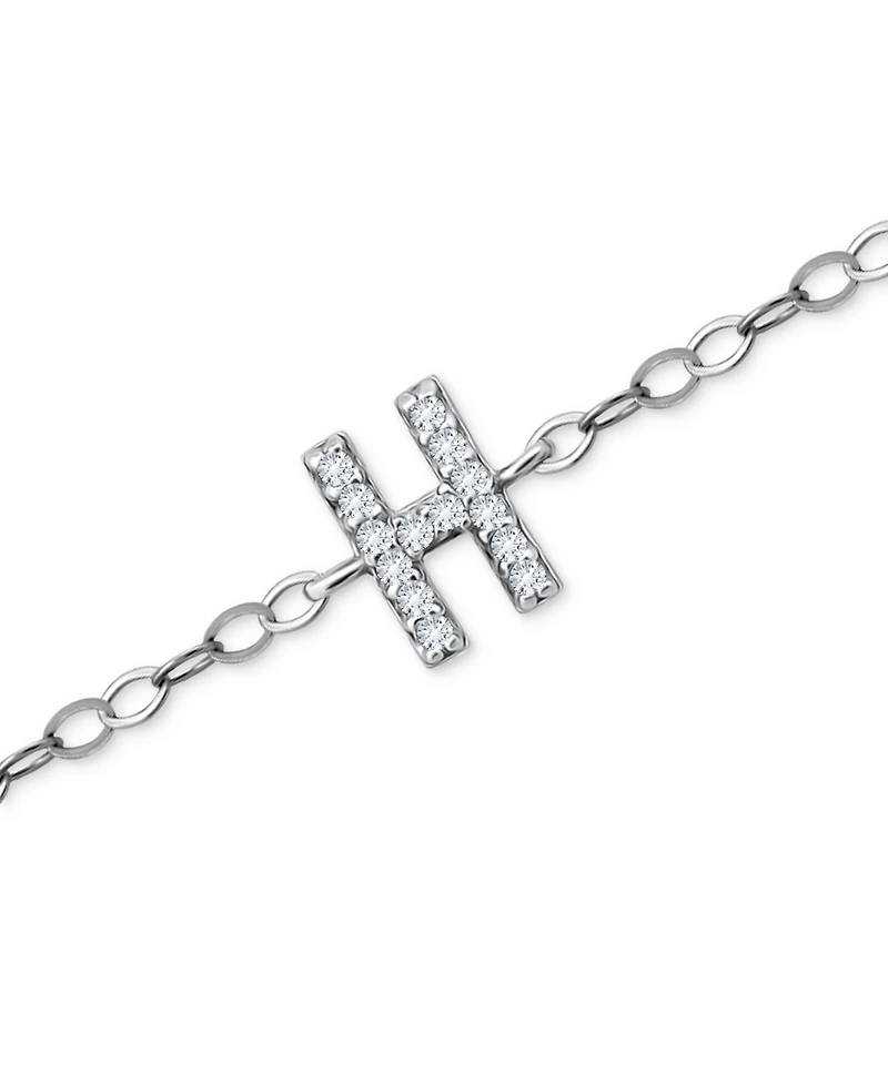 Giani Bernini Cubic Zirconia Initial Ankle Bracelet in Sterling Silver, Created for Macys