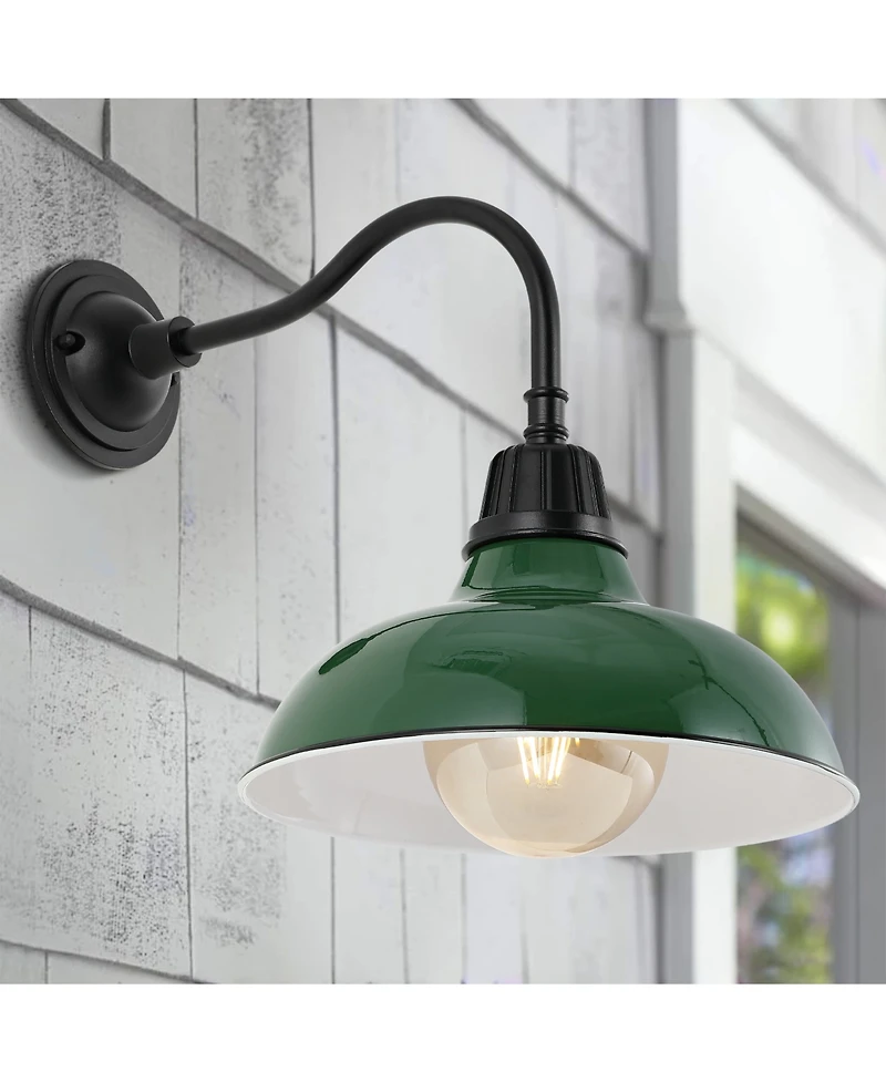 Aurora 12.25" 1-Light Farmhouse Industrial Indoor, Outdoor Iron Led Gooseneck Arm Sconce