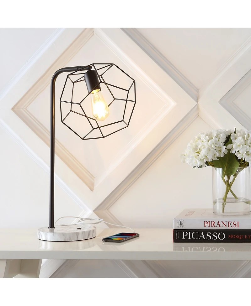Penta 23.5" Industrial Farmhouse Head-Adjustable Iron Led Task Lamp with Usb Charging Port