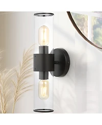 Quinn 15.5" 2-Light Farmhouse Industrial Iron, Acrylic Led Sconce
