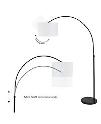 Collier 70" Industrial Vintage-inspired Head-and-Height-Adjustable Iron Led Arc Floor Lamp with Smart Bulb