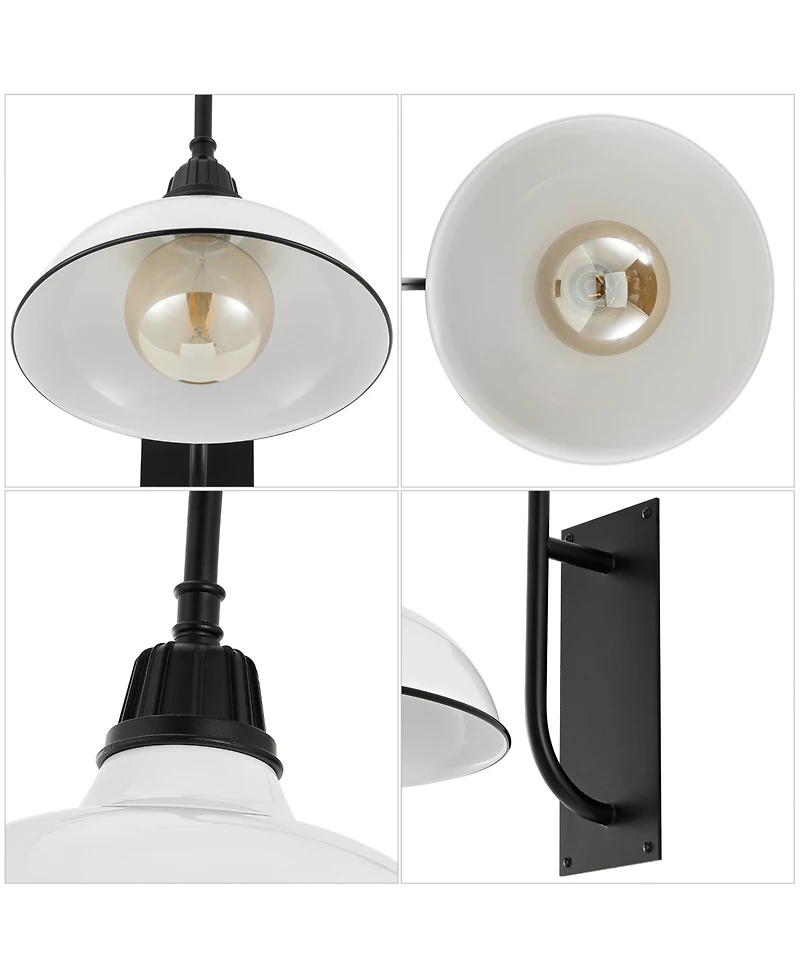 Stanley 12.25" 1-Light Farmhouse Industrial Indoor, Outdoor Iron Led Gooseneck Arm Sconce