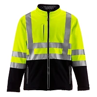 RefrigiWear Men's HiVis Insulated Softshell Jacket - High-Visibility, Warm Work Coat, Water-Repellent, Windproof, Reflective Safety Gear