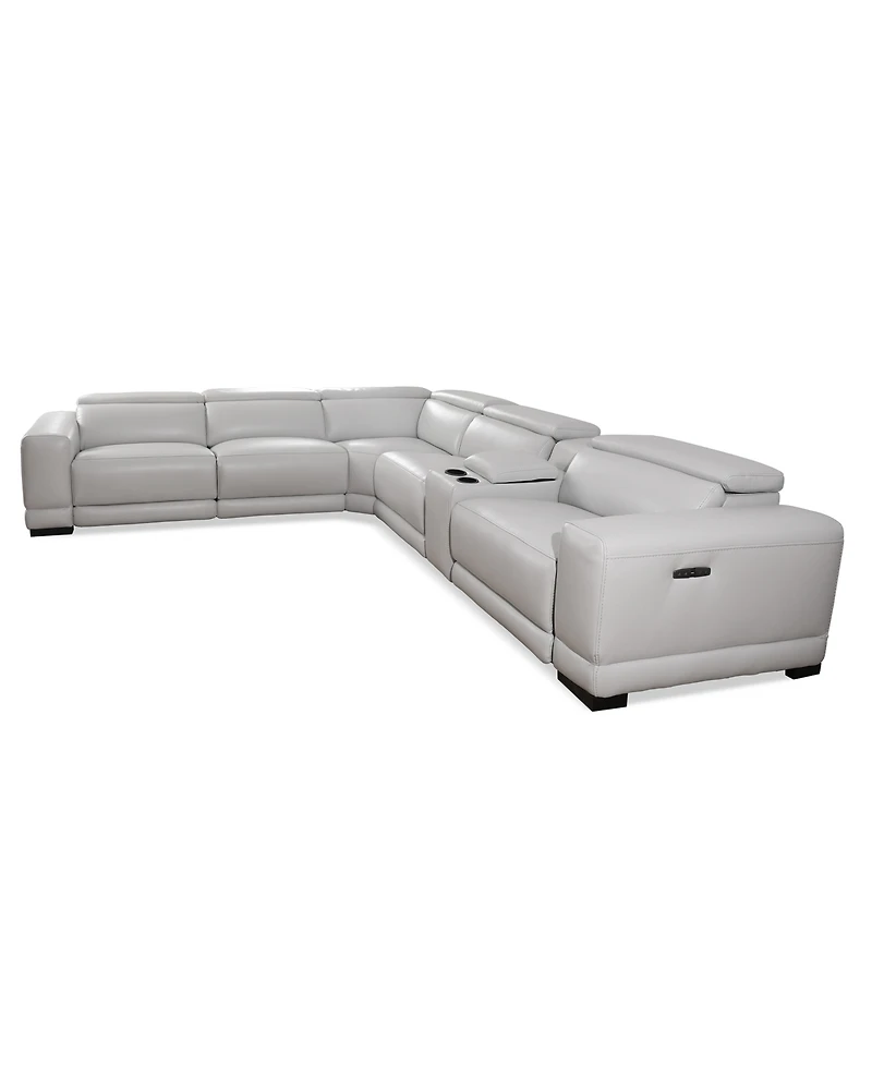 Closeout! Krofton 6-Pc. Beyond Leather Fabric Sectional L with 3 Power Motion Recliners and 1 Console, Created for Macy's