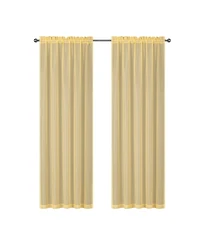 Kate Aurora Montauk Accents Ultra Lux 2 Piece Rod Pocket Gold Sheer Voile Window Curtain Panels - 84 in. Long