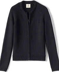 Lands' End Girls School Uniform Cotton Modal Zip Front Cardigan Sweater