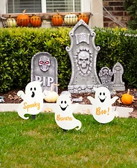 Glitzhome 15" H Halloween Wooden Ghost Yard Stake, Set of 3