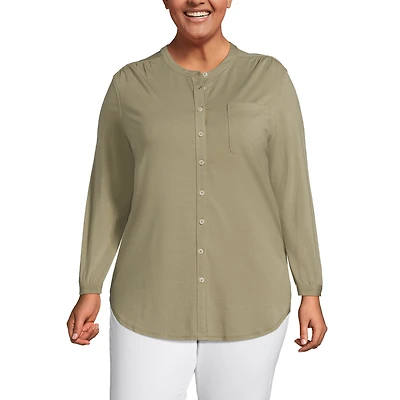 Lands' End Plus Size Long Sleeve Jersey A-line Tunic