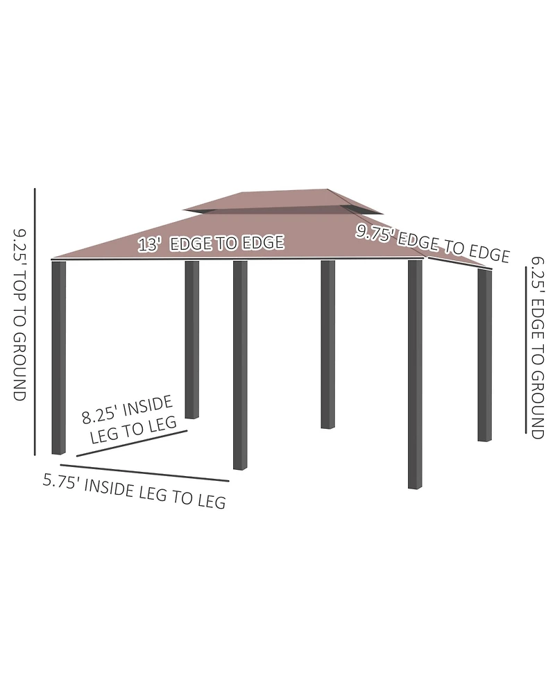 Outsunny 9.2 x 9.7 ft Outdoor Gazebo w/ Curtains for Patio Backyard,